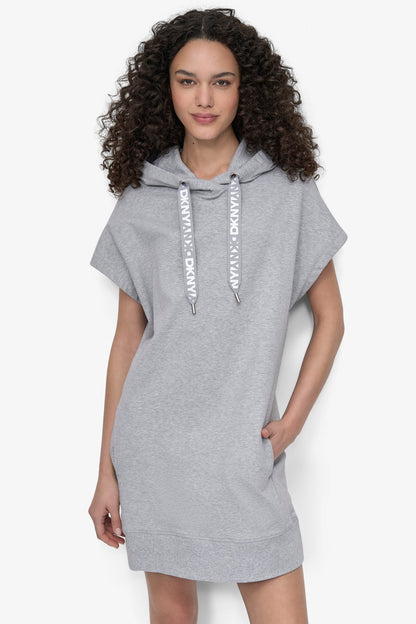 TWO-TONE LOGO DRAWCORD SNEAKER DRESS - Punch | DKNY