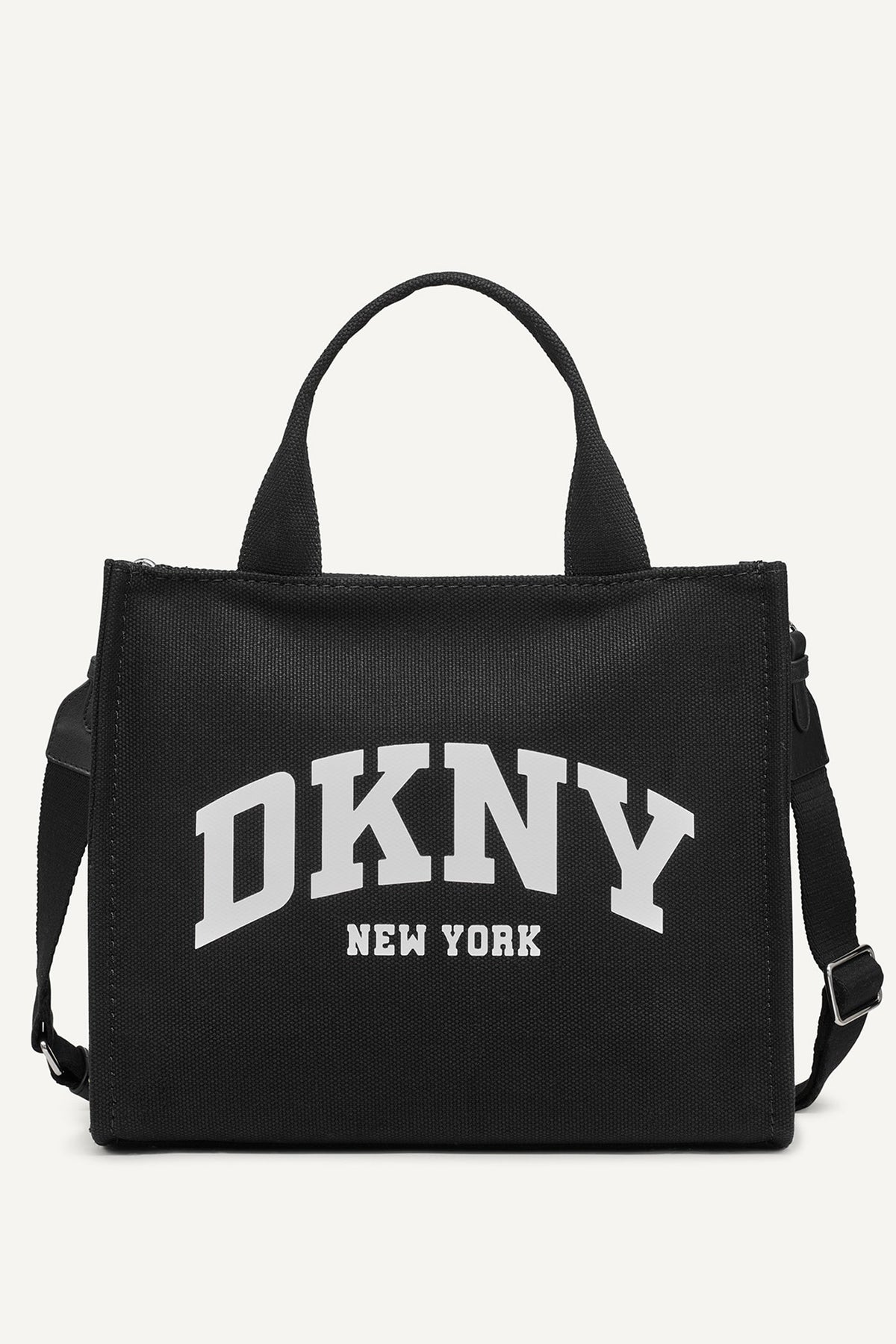 HADLEE CANVAS MEDIUM LOGO TOTE - LIGHT CITY KHAKI/ BLACK | DKNY