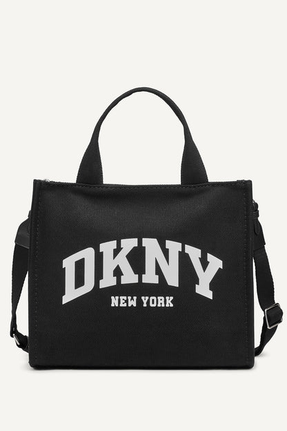 HADLEE CANVAS MEDIUM LOGO TOTE - LIGHT CITY KHAKI/ BLACK | DKNY