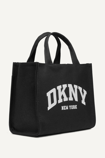 HADLEE CANVAS MEDIUM LOGO TOTE - LIGHT CITY KHAKI/ BLACK | DKNY