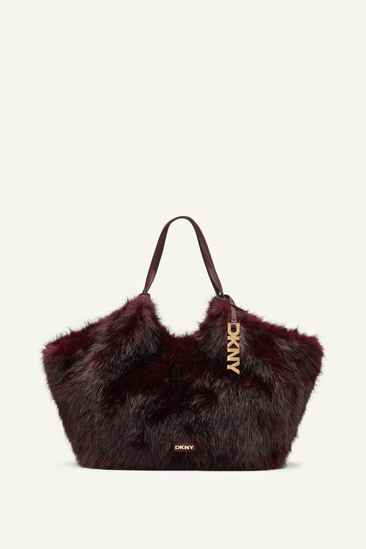 PAULA MEDIUM FAUX FUR TOTE - Sangria | DKNY