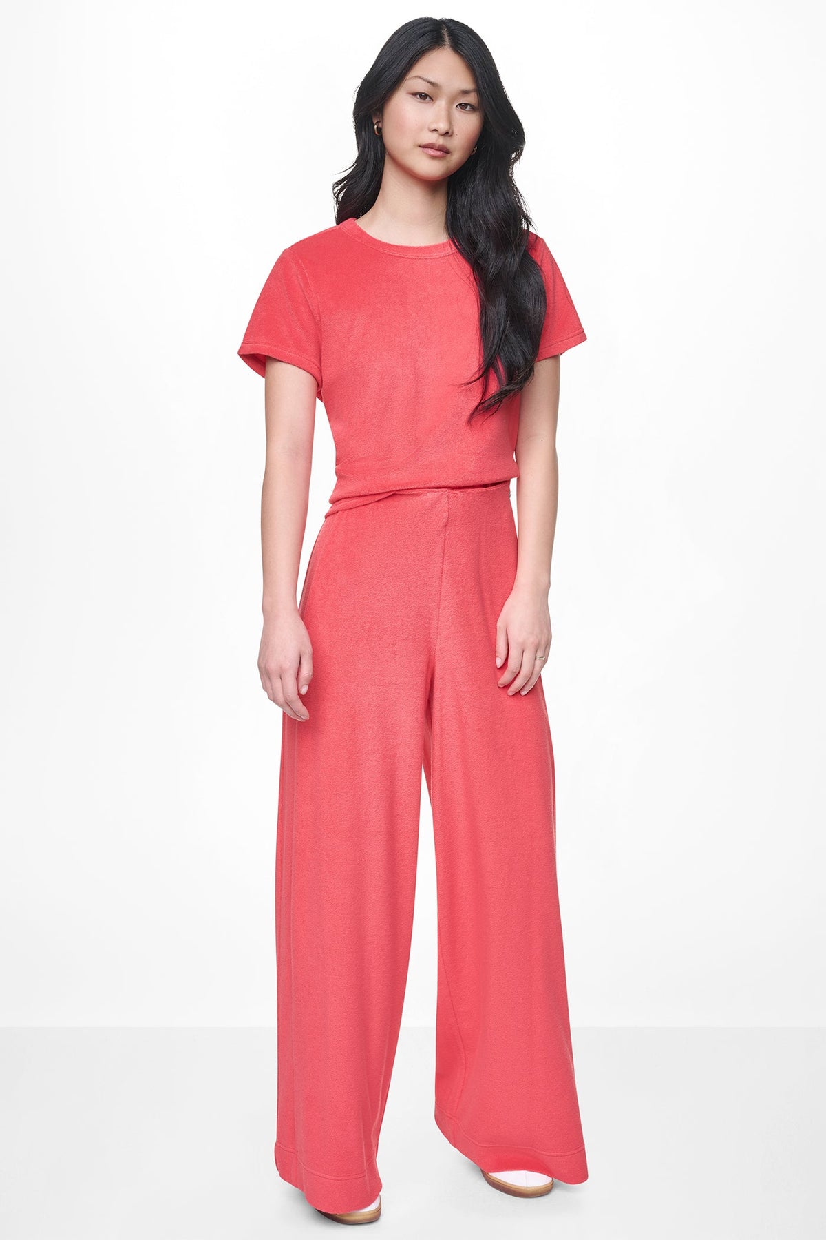 TOWELLING TERRY HIGH RISE WIDE LEG PANT - Punch | DKNY