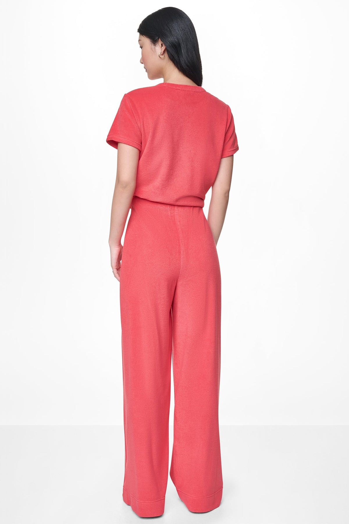 TOWELLING TERRY HIGH RISE WIDE LEG PANT - Punch | DKNY