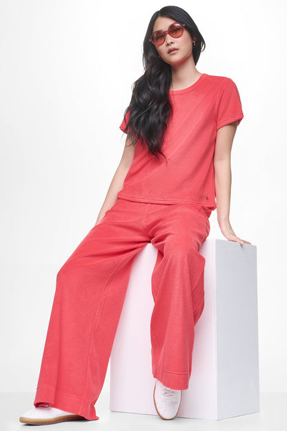 TOWELLING TERRY HIGH RISE WIDE LEG PANT - Punch | DKNY