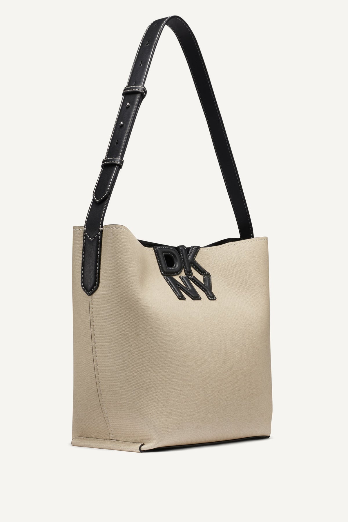 NICOLE LOGO BUCKET BAG - Natural/Black | DKNY
