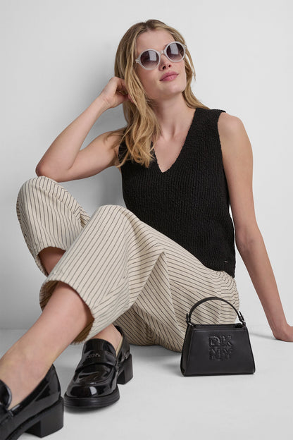MID-RISE BABY BARREL LEG - Ivory/Black | DKNY