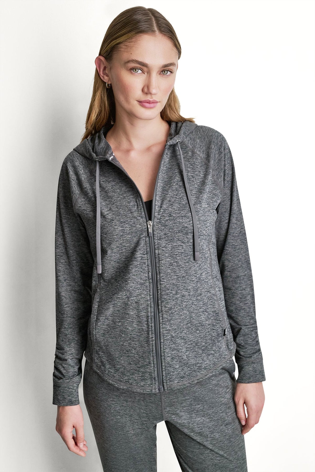SPACEDYE FULL ZIP HOODIE - Claret Spacedye | DKNY