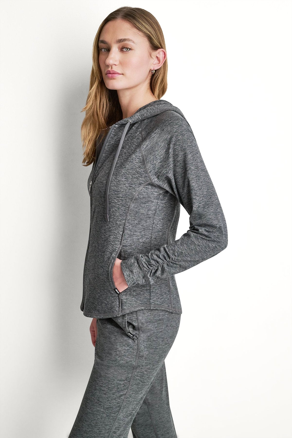 SPACEDYE FULL ZIP HOODIE - Claret Spacedye | DKNY