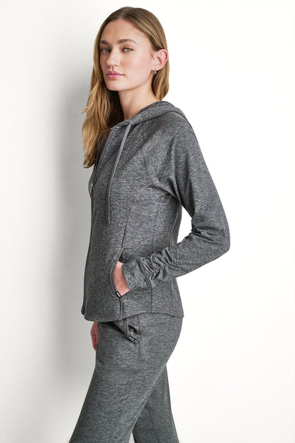 SPACEDYE FULL ZIP HOODIE - Claret Spacedye | DKNY