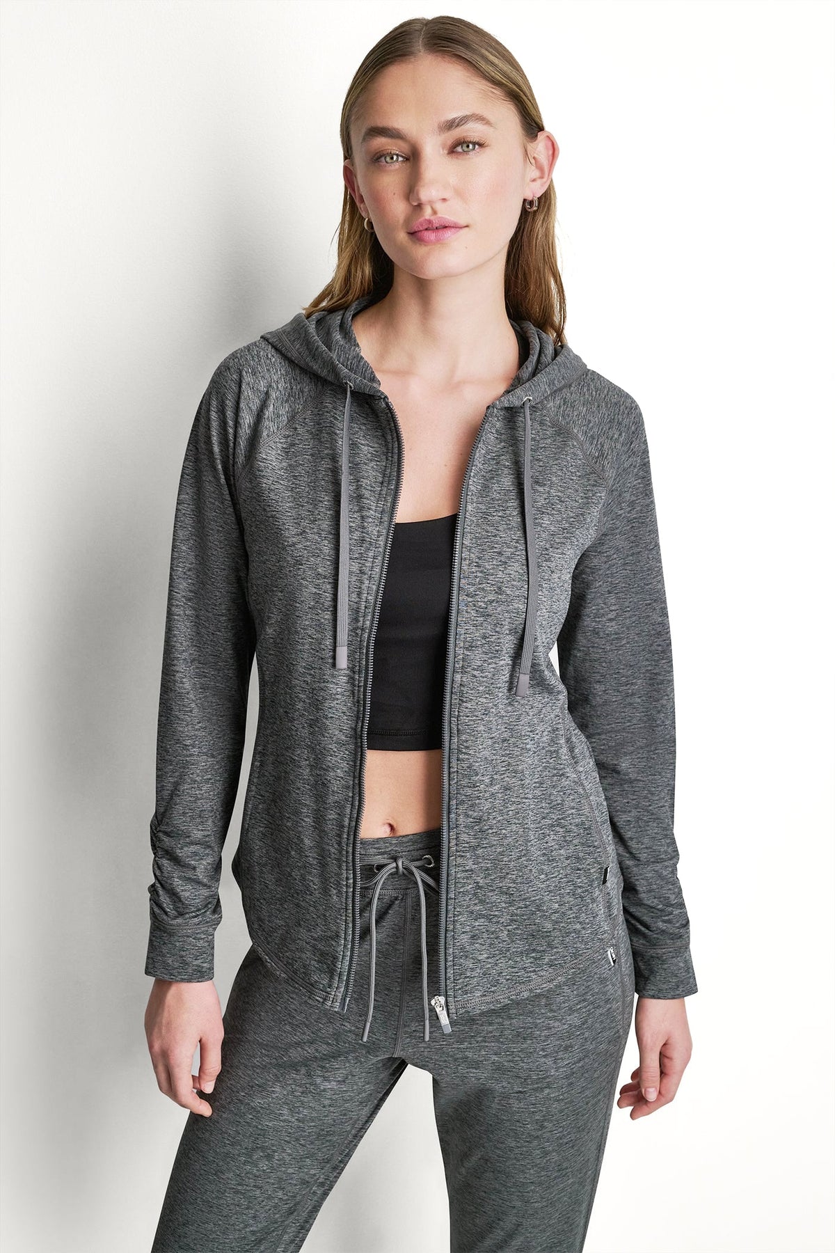 SPACEDYE FULL ZIP HOODIE - Claret Spacedye | DKNY