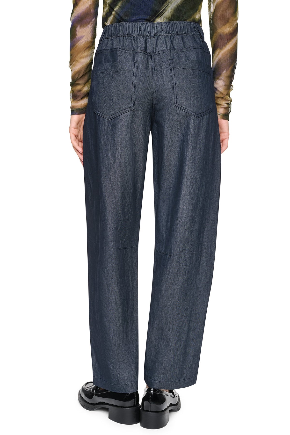 MID-RISE WASHED INDIGO WIDE LEG PANT - Dark Indigo | DKNY