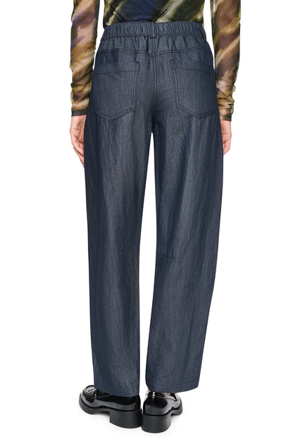 MID-RISE WASHED INDIGO WIDE LEG PANT - Dark Indigo | DKNY