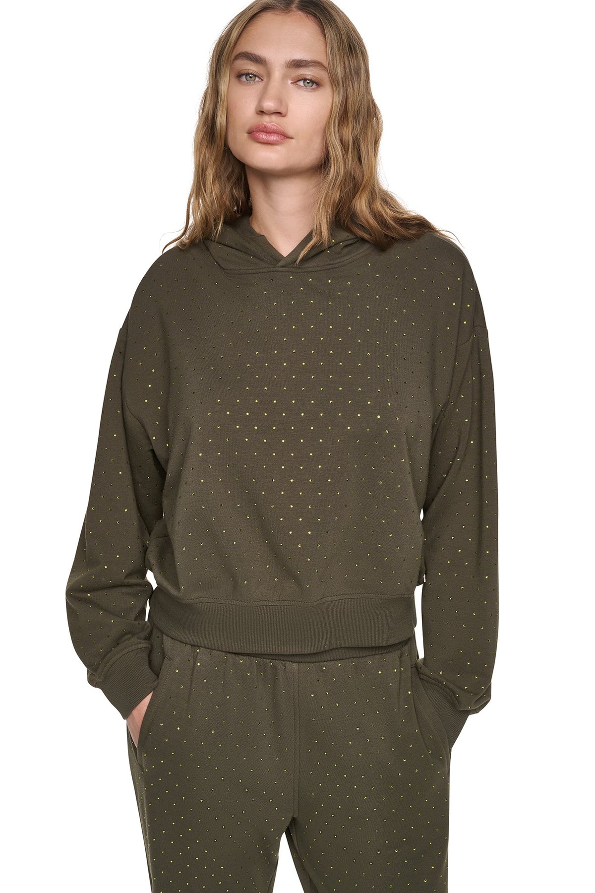RHINESTONE HOODIE - Hemlock/Hemlock | DKNY