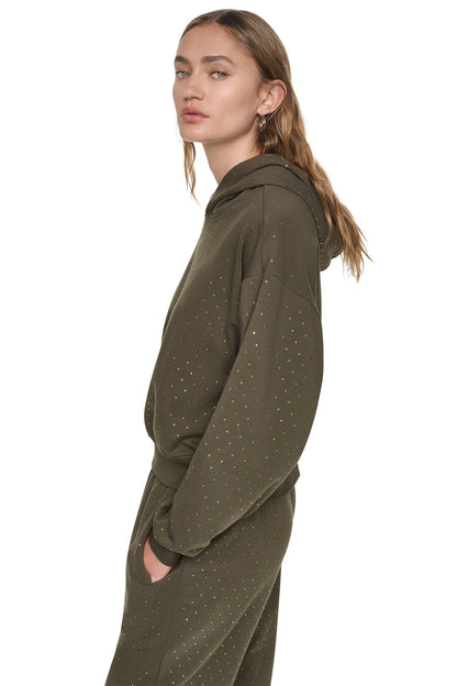 RHINESTONE HOODIE - Hemlock/Hemlock | DKNY