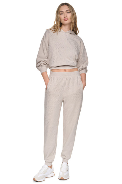 HIGH-RISE RHINESTONE JOGGER PANT - Hemlock/Hemlock | DKNY