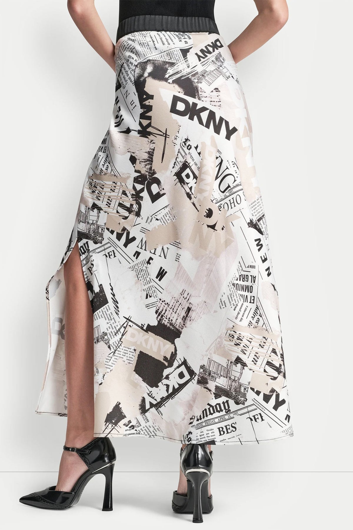 NEWSPAPER PRINT MIDI SKIRT - DKNY Headliner | DKNY