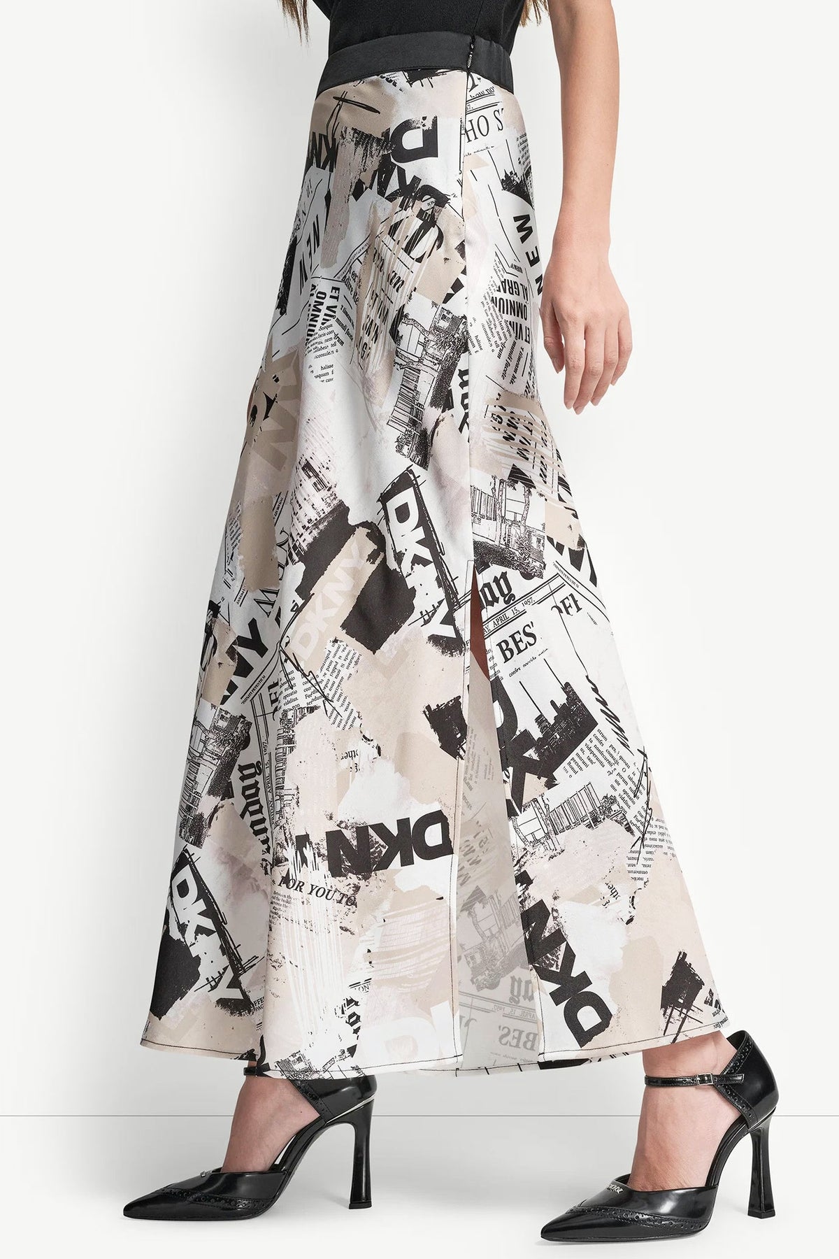 NEWSPAPER PRINT MIDI SKIRT - DKNY Headliner | DKNY