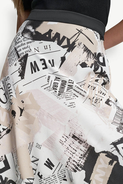 NEWSPAPER PRINT MIDI SKIRT - DKNY Headliner | DKNY