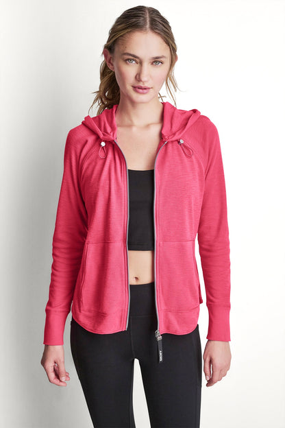 COTTON-BLEND SLUB WAFFLE-KNIT HOODIE - Festive Pink | DKNY