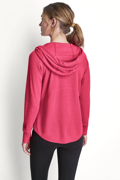 COTTON-BLEND SLUB WAFFLE-KNIT HOODIE - Punch | DKNY