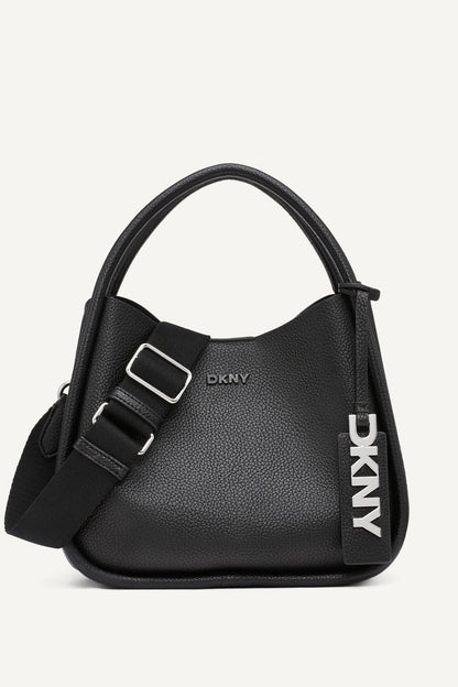 CAPRI MEDIUM HOBO BAG - BLACK/SILVER | DKNY