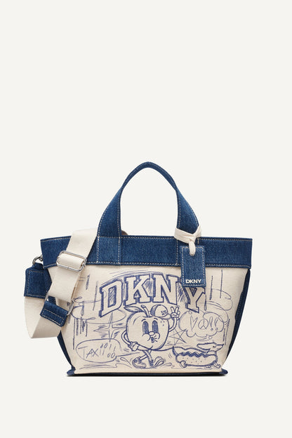 BRADY CANVAS SMALL GRAFFITI LOGO CROSSBODY BAG - Natural | DKNY