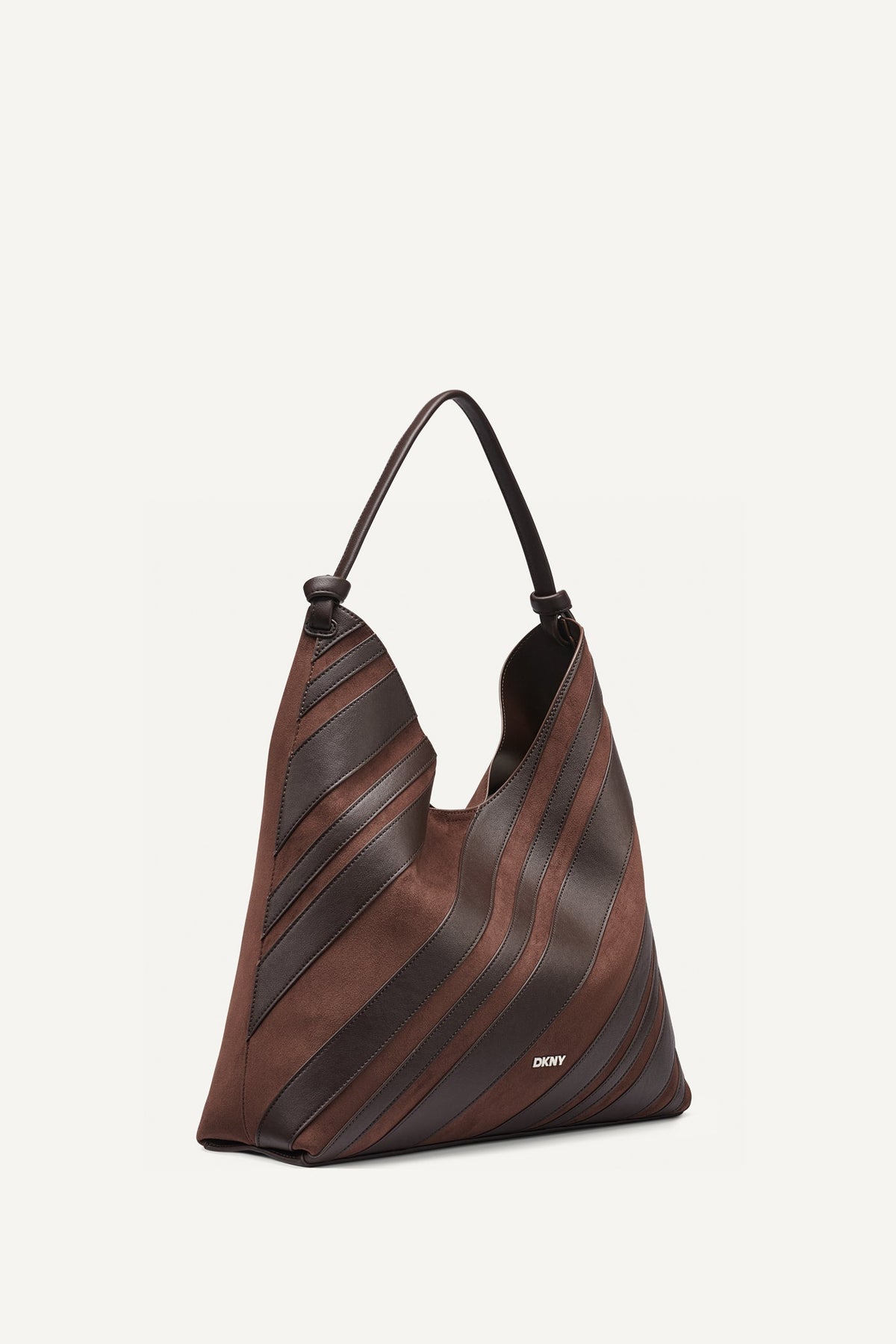PAULA STRIPE HOBO BAG - Coffee Bean | DKNY