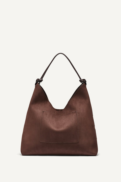 PAULA STRIPE HOBO BAG - Coffee Bean | DKNY