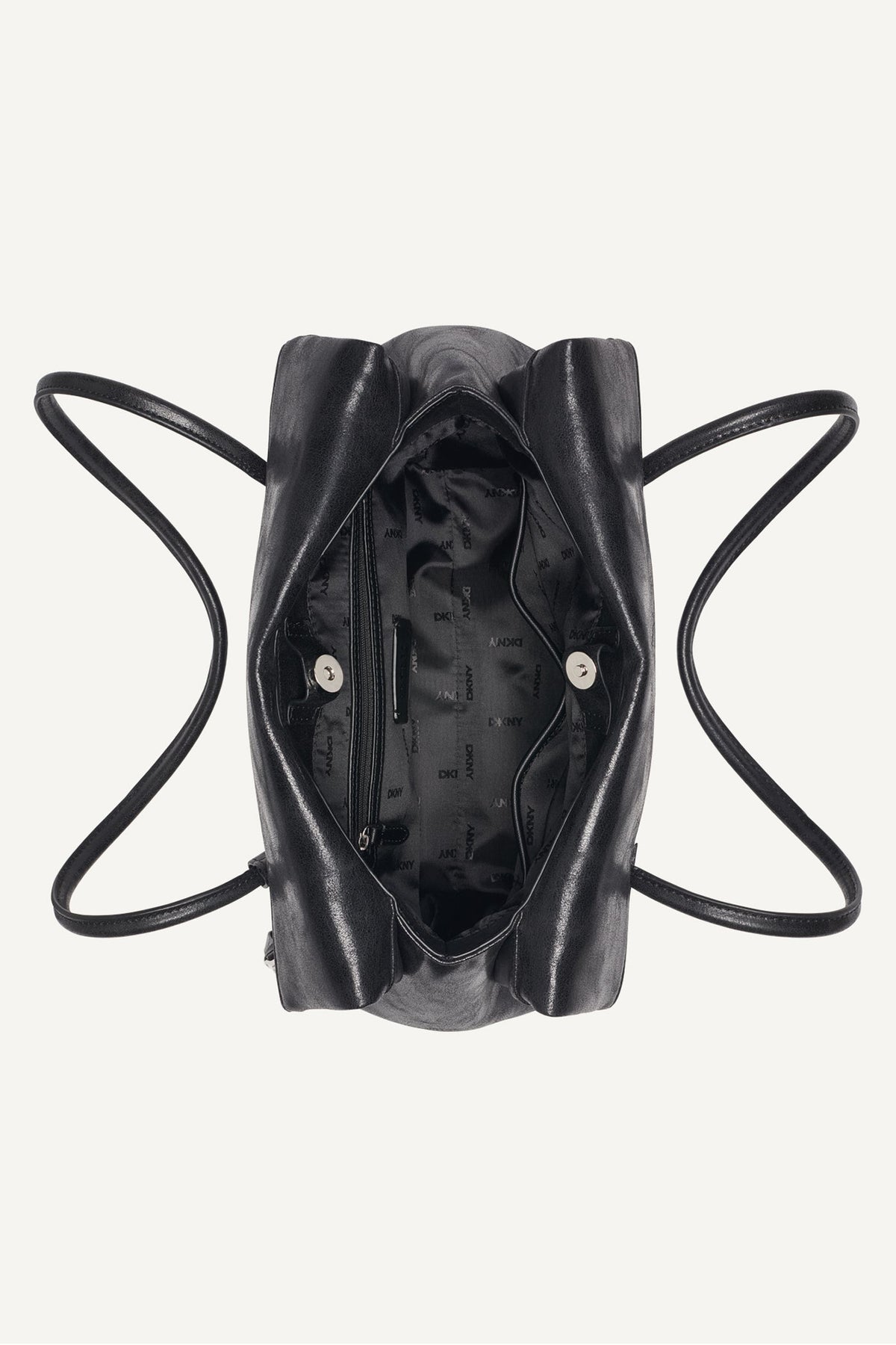 RIVINGTON LARGE LOGO SATCHEL - Black/Silver | DKNY