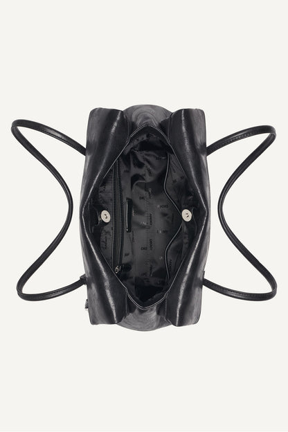 RIVINGTON LARGE LOGO SATCHEL - Black/Silver | DKNY