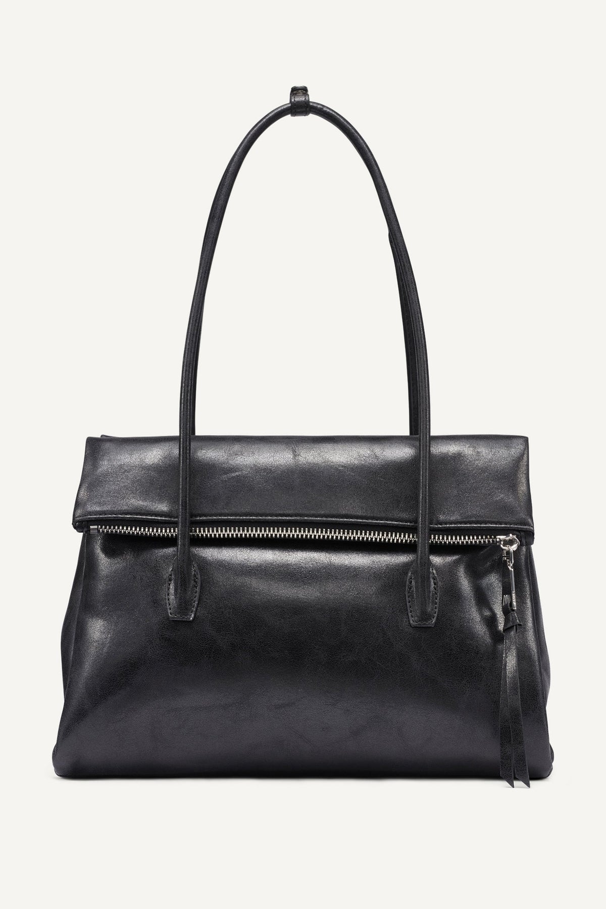 RIVINGTON LARGE LOGO SATCHEL - Black/Silver | DKNY
