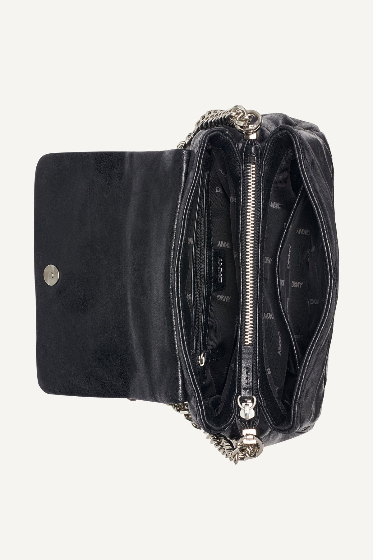 SOHO SMALL FLAP CROSSBODY BAG - Black/Silver | DKNY