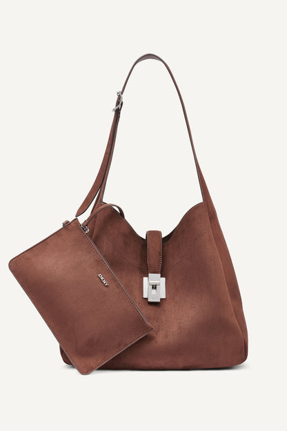 DARIA LARGE HOBO BAG - Chocolate | DKNY