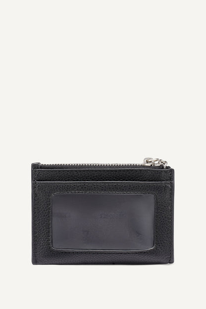 SARAH TOP ZIP CARD HOLDER - Black/Silver | DKNY