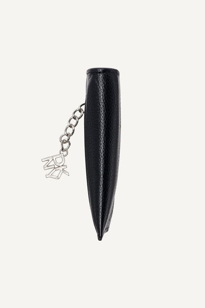SARAH TOP ZIP CARD HOLDER - Black/Silver | DKNY