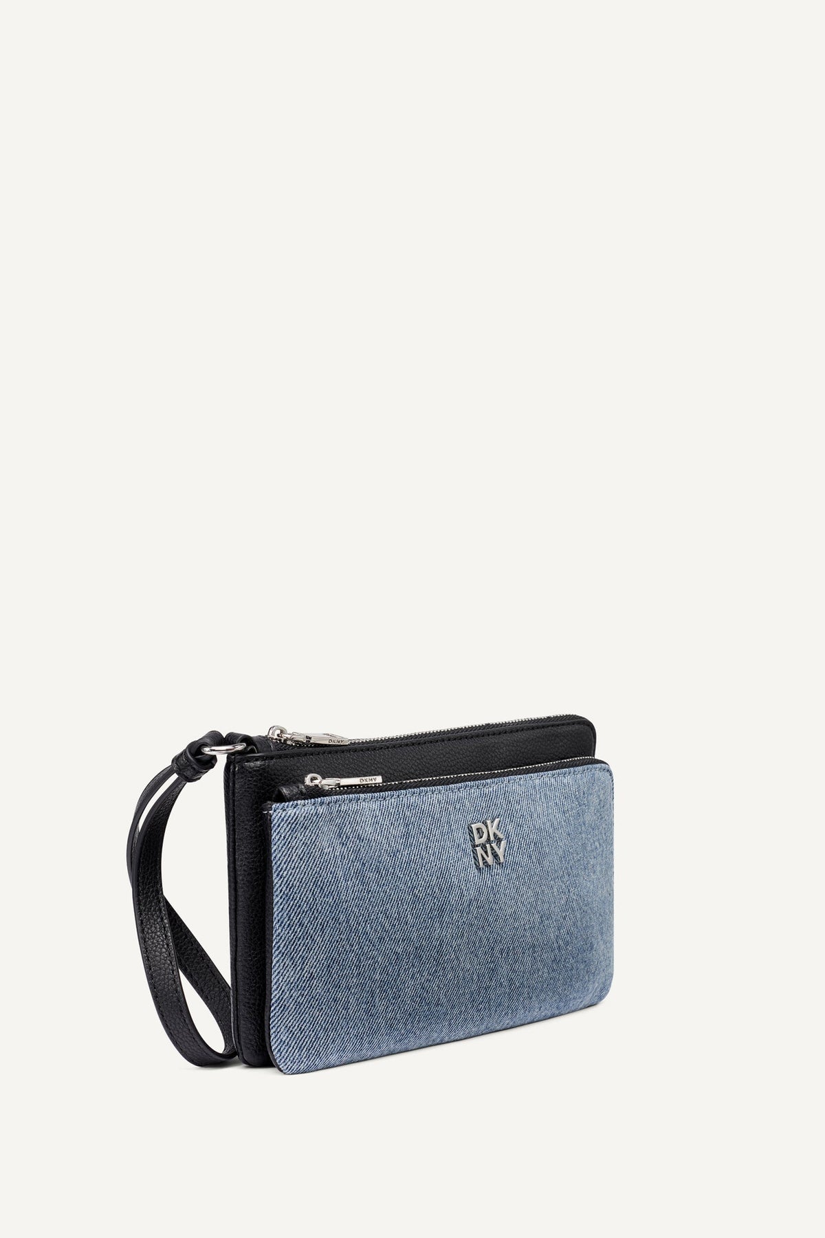 SARAH DUAL ZIP POUCH WRISTLET - Denim/Black | DKNY