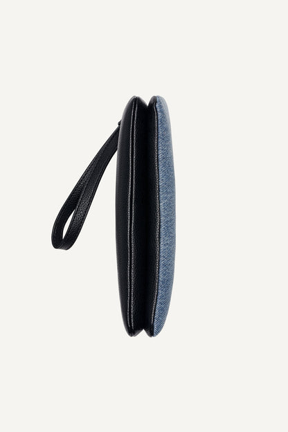SARAH DUAL ZIP POUCH WRISTLET - Denim/Black | DKNY
