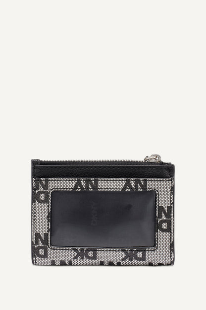 SARAH TOP ZIP CARD HOLDER - Black Logo Black | DKNY