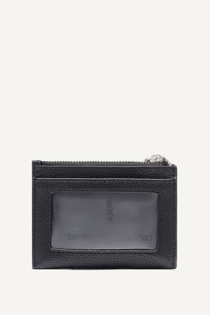 SARAH TOP ZIP CARD HOLDER - Denim/Black | DKNY
