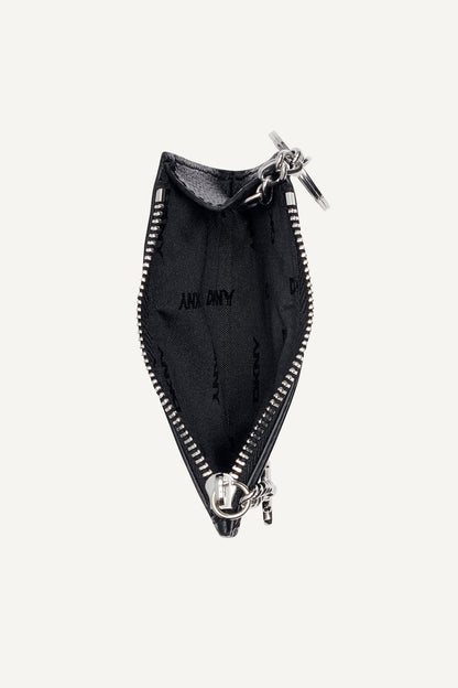 SARAH TOP ZIP CARD HOLDER - Denim/Black | DKNY