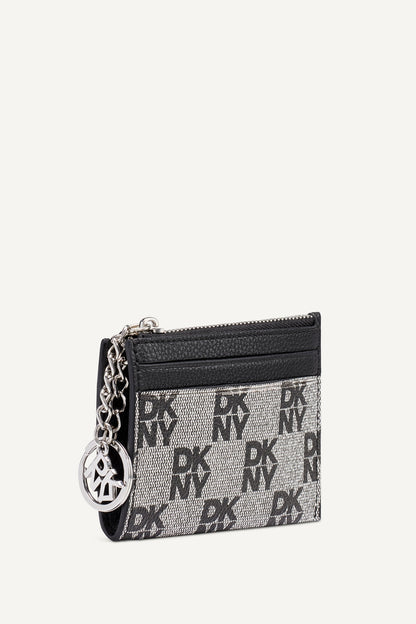 SARAH TOP ZIP CARD HOLDER - Chino/Cappuccino | DKNY