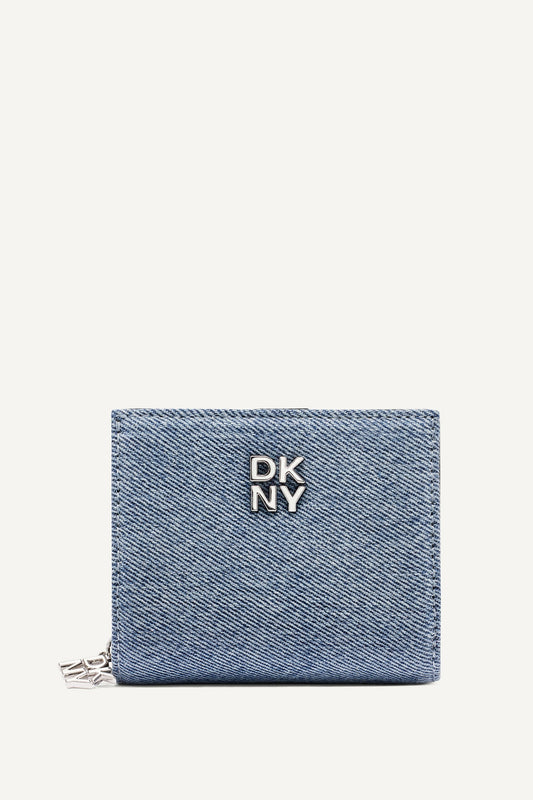 SARAH BIFOLD ZIP WALLET - Denim/Black | DKNY