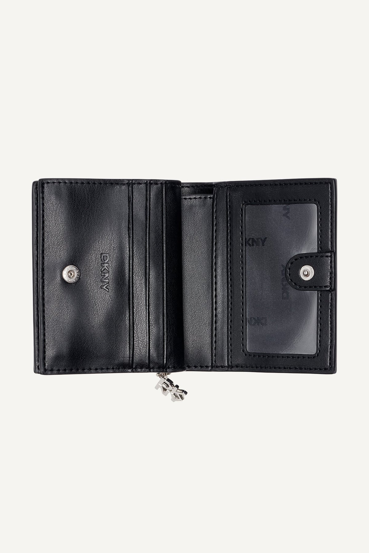 SARAH BIFOLD ZIP WALLET - Black Logo Black | DKNY