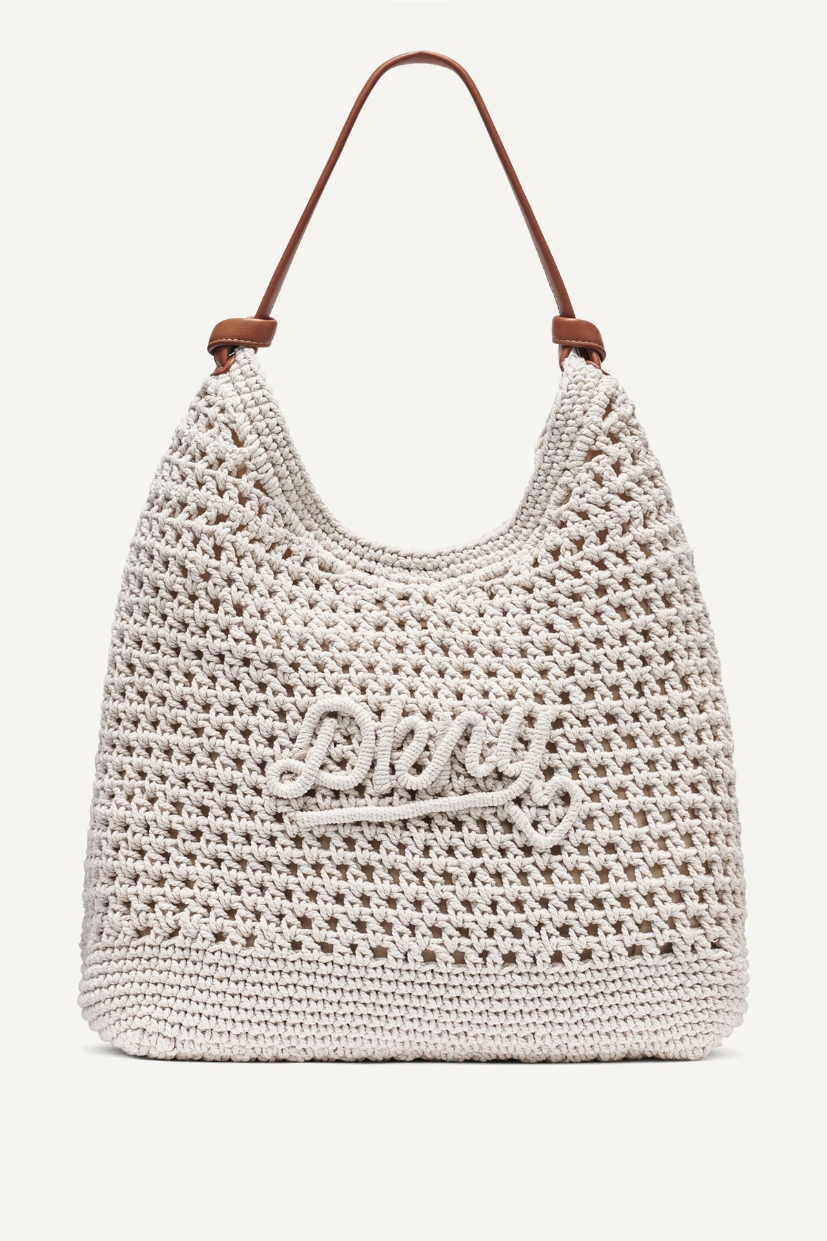 PAULA CROCHET LOGO HOBO BAG - Natural | DKNY