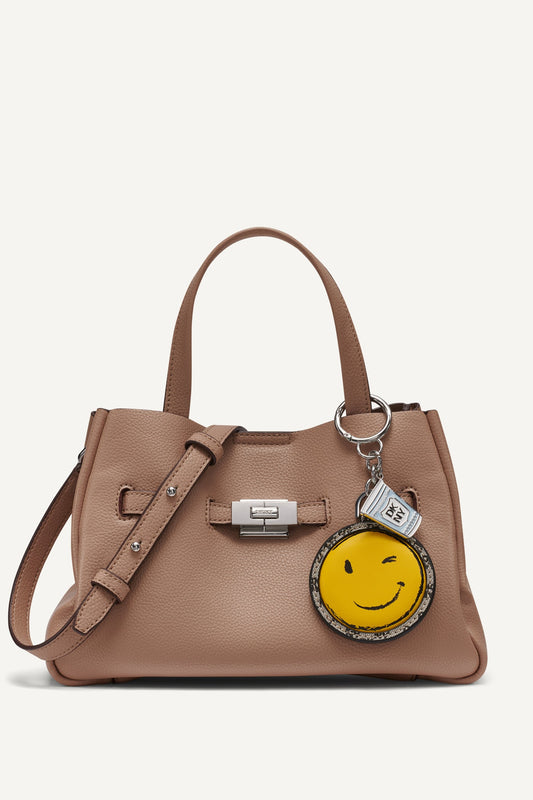 BRYAR SMALL SATCHEL - Black/Silver | DKNY