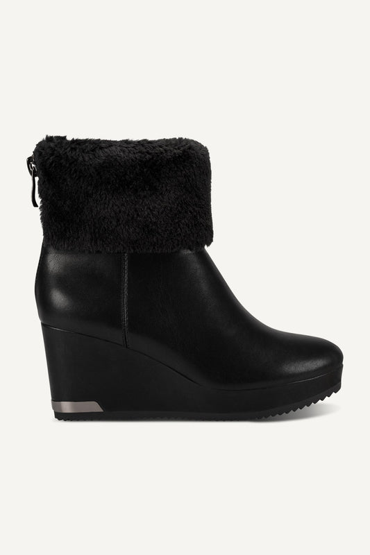 NADRA FAUX SHEARLING WEDGE BOOTIE - Black | DKNY
