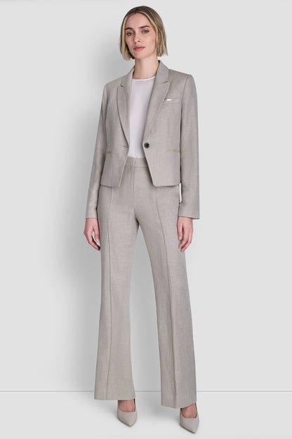 CROPPED SINGLE BUTTON BLAZER - Pebble/White | DKNY