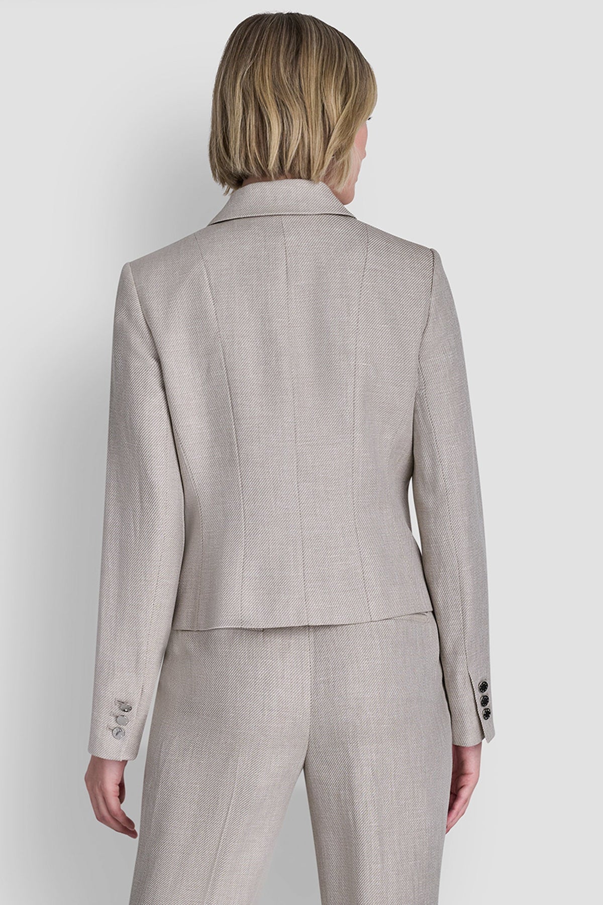 CROPPED SINGLE BUTTON BLAZER - Pebble/White | DKNY