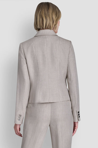 CROPPED SINGLE BUTTON BLAZER - Pebble/White | DKNY