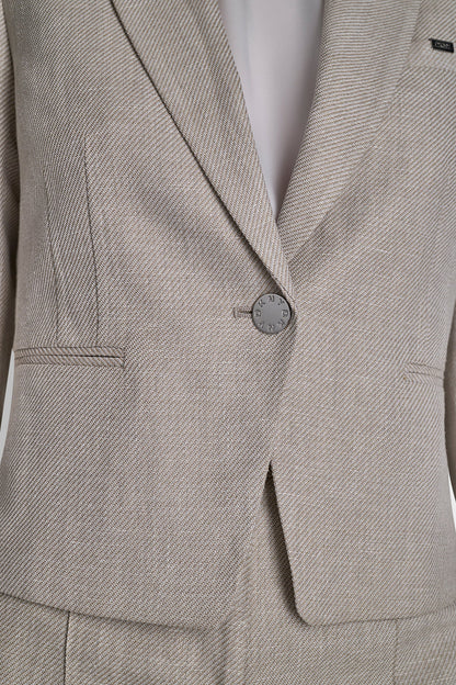 CROPPED SINGLE BUTTON BLAZER - Pebble/White | DKNY